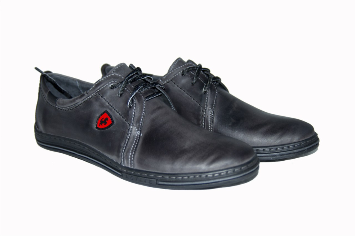 Męskie buty casual skóra wiązane grafit od dobrebutypl Męskie buty casual skóra wiązane grafit od dobrebutypl