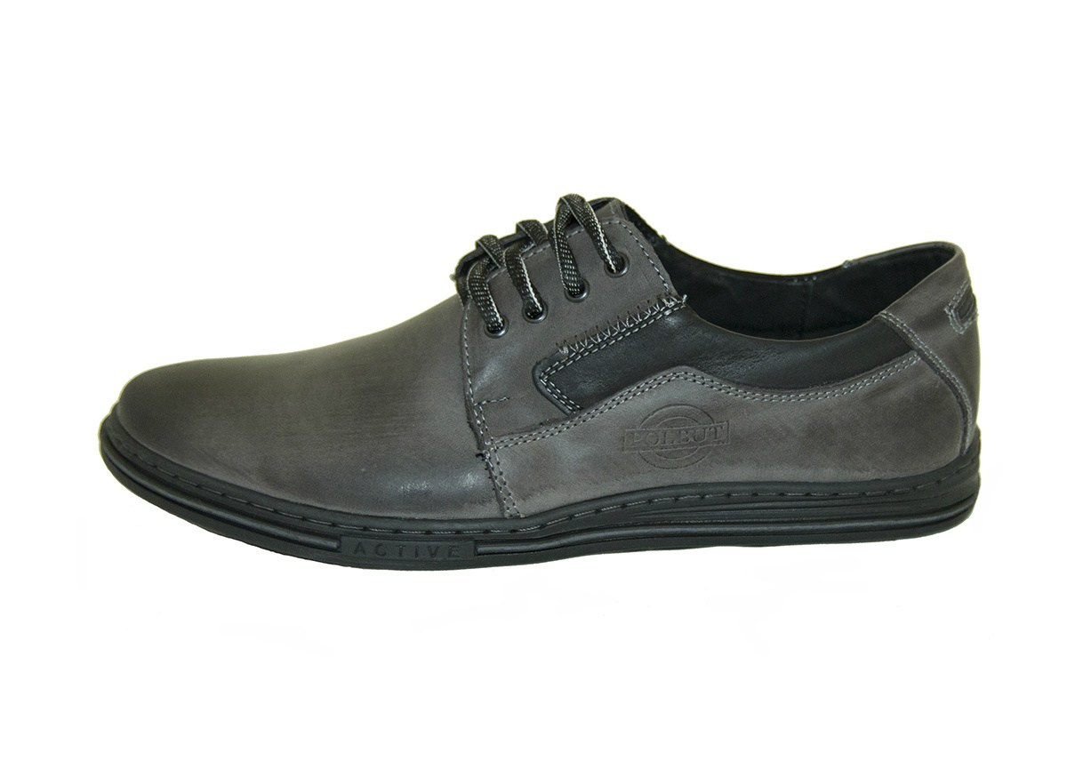 Buty męskie wiązane casual skóra grafit od dobrebutypl Buty męskie wiązane casual skóra grafit od dobrebutypl