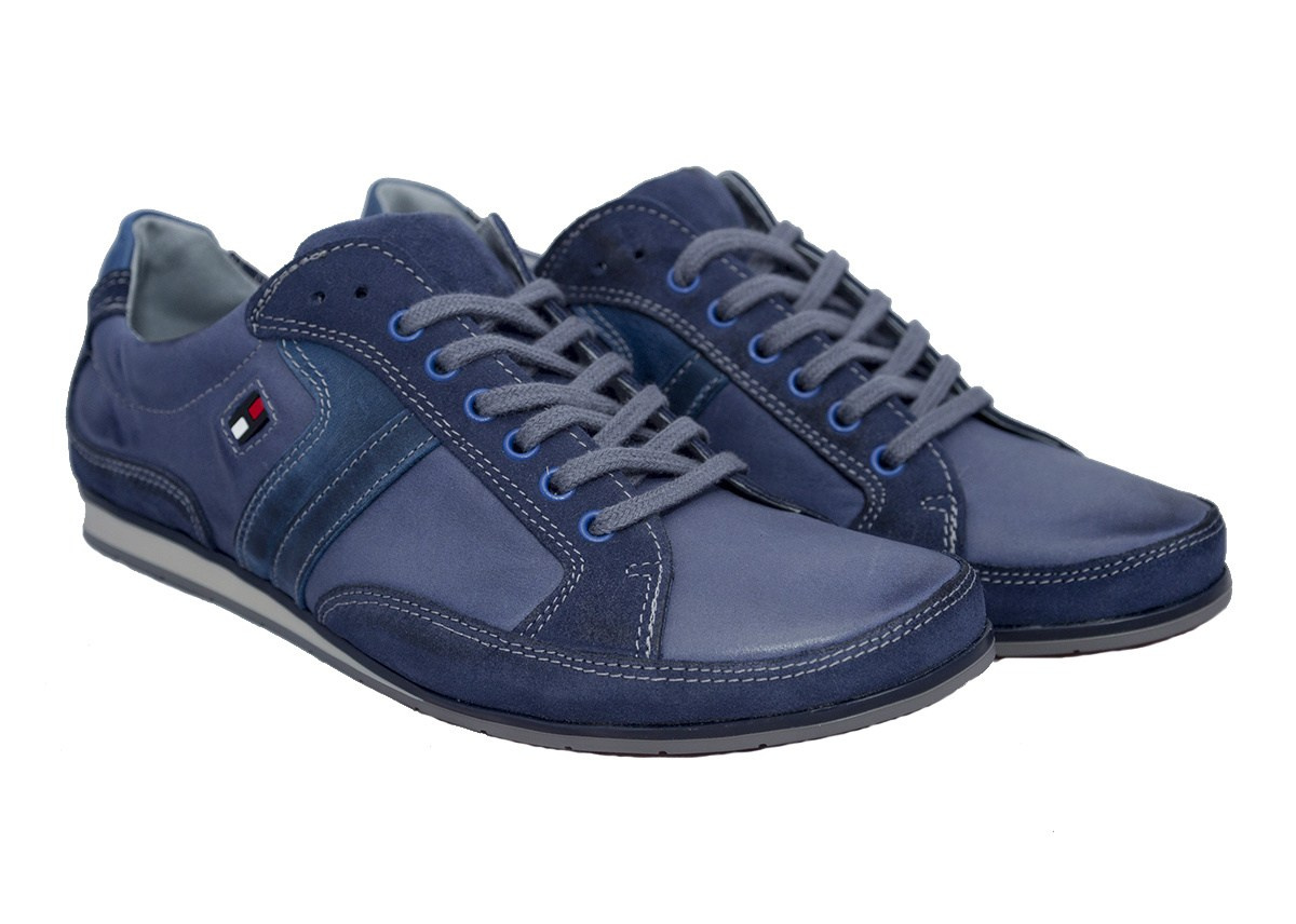 Męskie buty skórzane casual niebieskie Mario Boschetti Męskie buty skórzane casual niebieskie Mario Boschetti