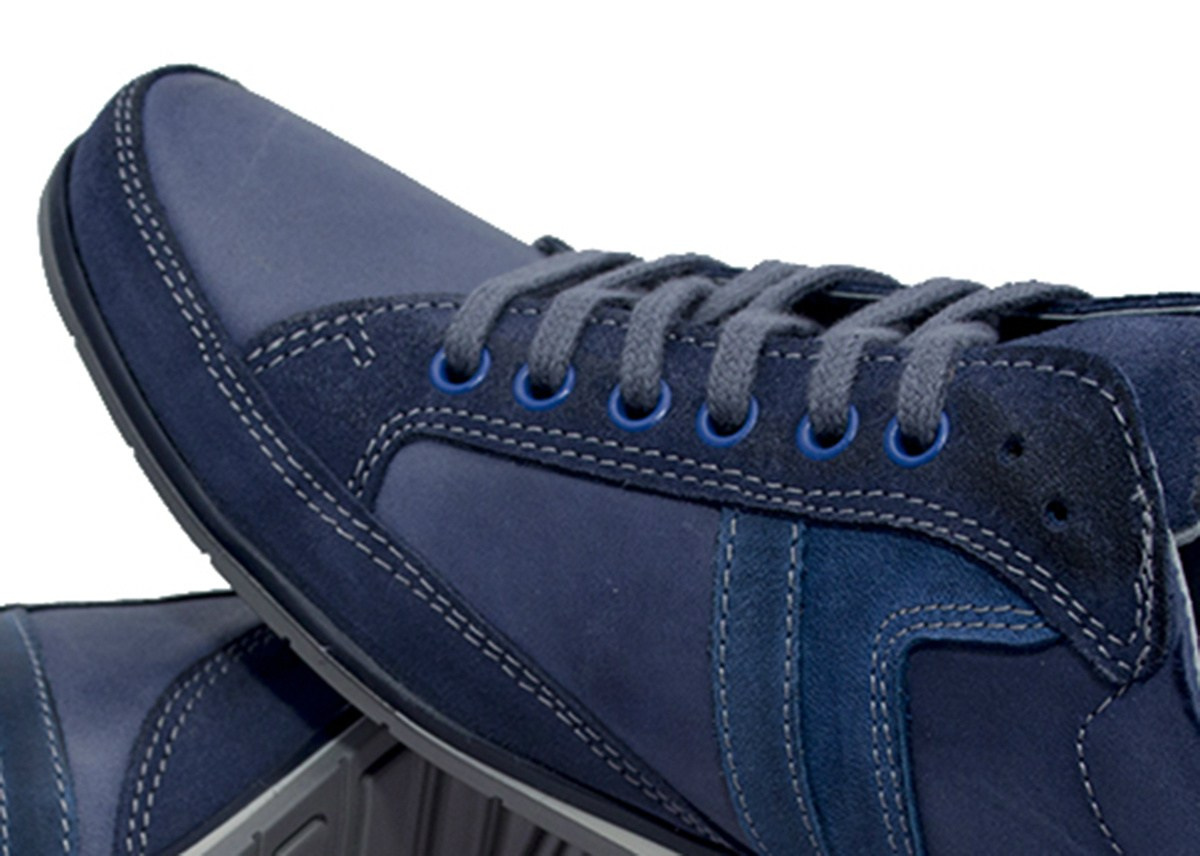 Męskie buty skórzane casual niebieskie Mario Boschetti Męskie buty skórzane casual niebieskie Mario Boschetti