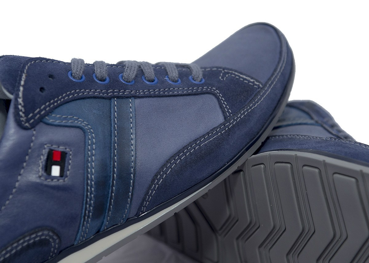 Męskie buty skórzane casual niebieskie Mario Boschetti Męskie buty skórzane casual niebieskie Mario Boschetti