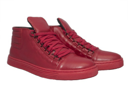 Męskie buty sportowe wysokie czerwone 100% skóra ocieplane Mario Boschetti od dobrebutypl