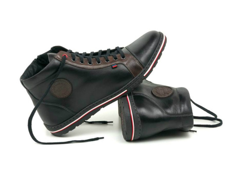 Zimowe buty męskie skóra czerń Joker Zimowe buty męskie skóra czerń Joker