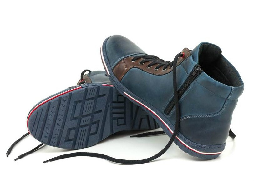 Zimowe buty męskie skóra niebieskie Joker Zimowe buty męskie skóra niebieskie Joker