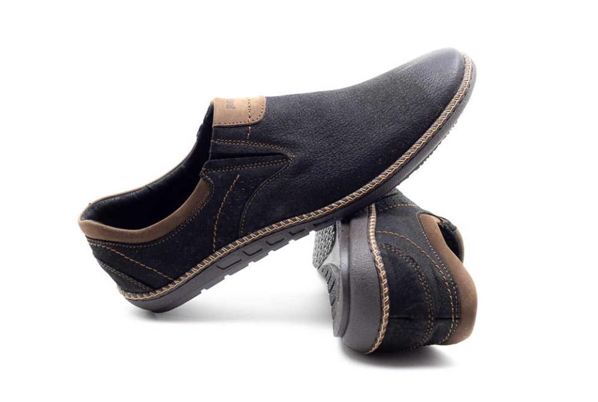 Męskie buty nubuk wsuwane casual czarne JOKER od dobrebutypl Męskie buty nubuk wsuwane casual czarne JOKER od dobrebutypl