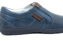 Buty męskie wsuwane classic skóra naturalna niebieskie JOKER od dobrebutypl