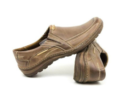 Buty męskie wsuwane brąz skóra naturalna JOKER od dobrebutypl