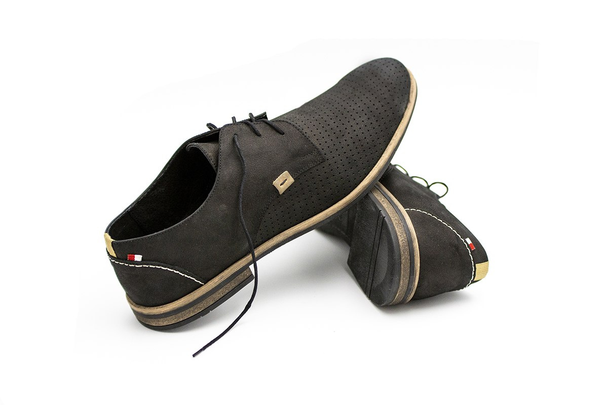Półbuty męskie casual ażur black MB od dobrebutypl Półbuty męskie casual ażur black MB od dobrebutypl
