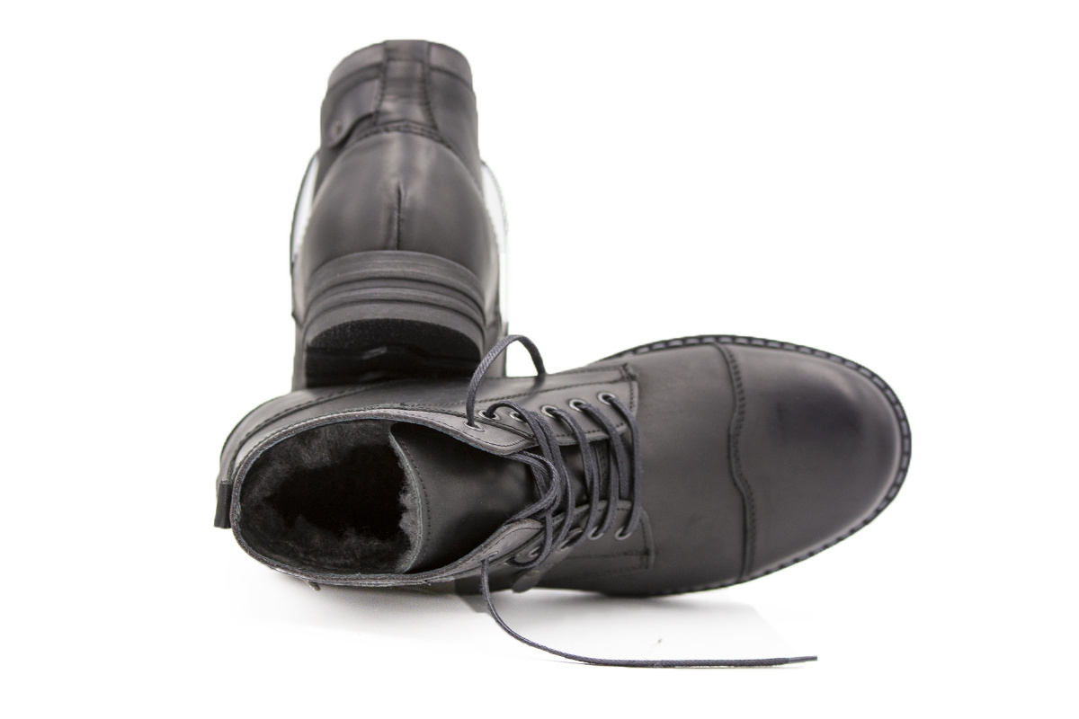 Zimowe buty męskie skóra black ocieplane Polbut od dobrebutypl