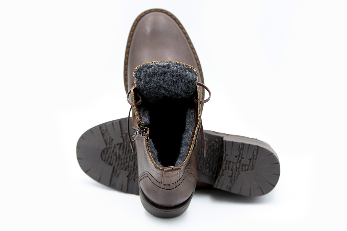 Zimowe buty męskie skóra brąz ocieplane Polbut od dobrebutypl
