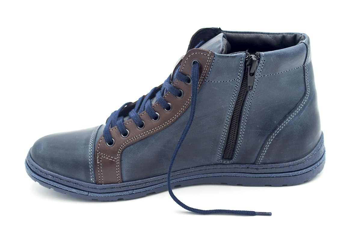 Zimowe buty męskie skóra niebieskie Joker od dobrebutypl Zimowe buty męskie skóra niebieskie Joker od dobrebutypl