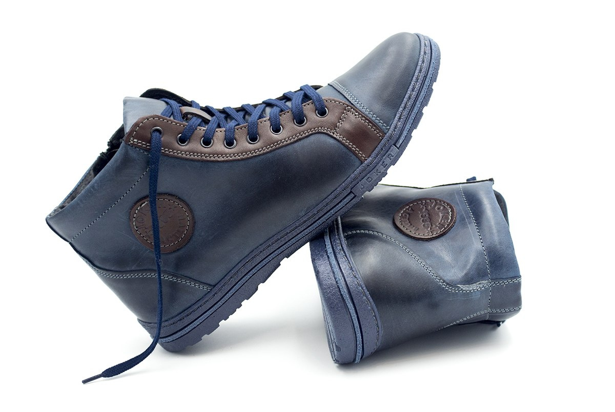 Zimowe buty męskie skóra niebieskie Joker od dobrebutypl Zimowe buty męskie skóra niebieskie Joker od dobrebutypl